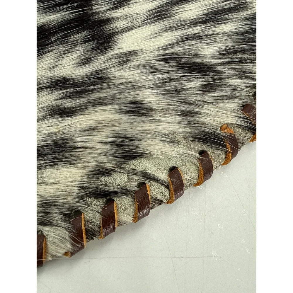 Placemats‎ Set of 4 Genuine Cowhide Oval Hair on Hide Leather Whipstitch Border